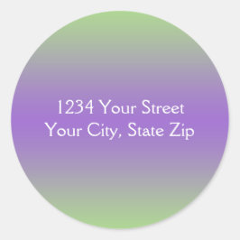 Sello para sobres verde y púrpura con dirección