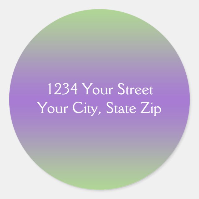 Sello para sobres verde y púrpura con dirección (Anverso)