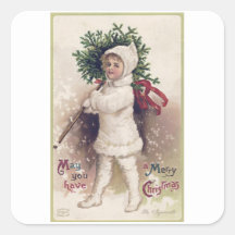 SELLO PARA SOBRES : VINTAJE : CHICA + ÁRBOL DE NAV