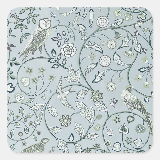 SELLO PARA SOBRES : WILLIAM MORRIS : OWL & PHEASAN (Anverso)