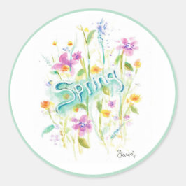 Sello Pegatina de flor redondo