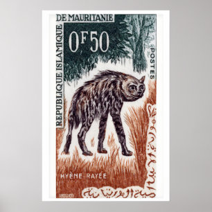 Sello postal de hiena impresión vintage Mauritania