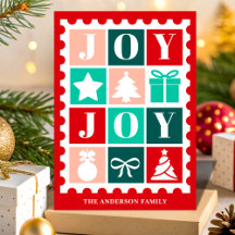Sello postal de Navidad Retro Joy