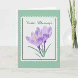 Sello postal de Pascua con crocus botánicos en acu