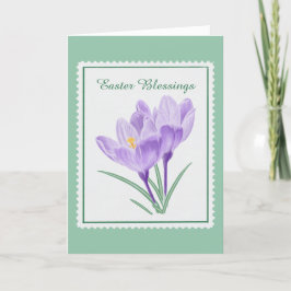 Sello postal de Pascua con crocus botánicos en acu
