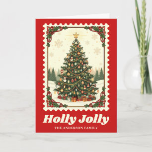Sello postal del árbol de Navidad Holly Jolly