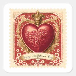 Sello postal del corazón rojo del Día de San Valen