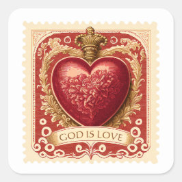 Sello postal del corazón rojo del día de San Valen