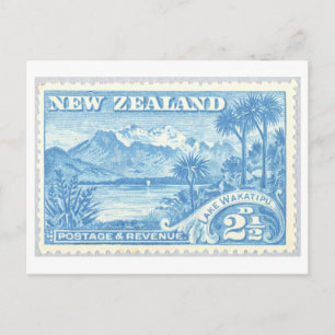 Sello postal vintage de Nueva Zelanda Lago Wakatip
