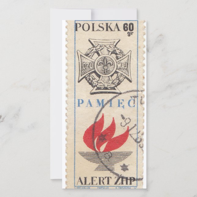 Sello postal vintage de Polonia (Anverso)