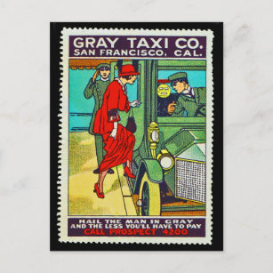 Sello poster postal Gray Taxi Co. SF