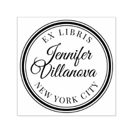 Sello redondo de vintage Ex Libris Marca de nombre