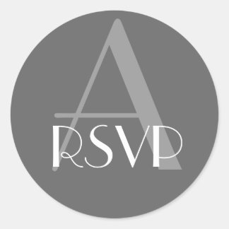 Sello RSVP de monograma A de gris carbonero
