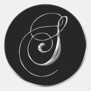 Sello S Monograma S De Boda Formal Plata Y Negro