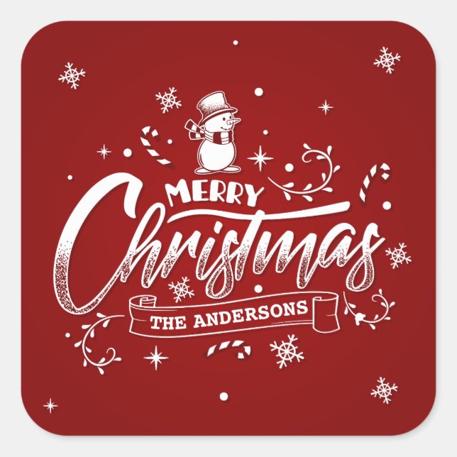 Sello simple y personalizado de pegatina navideña  (Anverso)