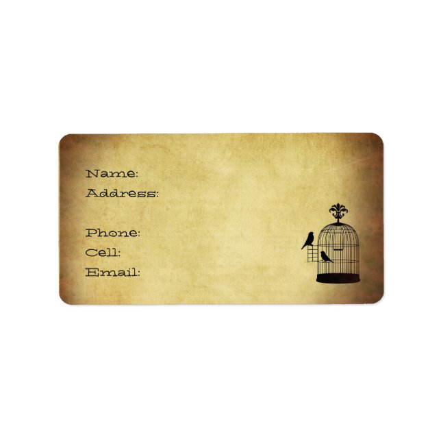 sello vintage de la jaula de aves. (Frente)