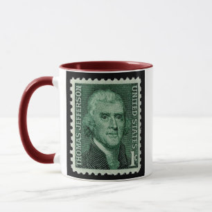 Sello Vintage de Thomas Jefferson en Taza Coleccio