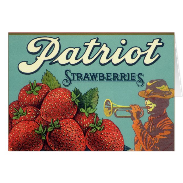 Sello Vintage Fruit Label Art Patriot Strawberries (Anverso (Horizontal))