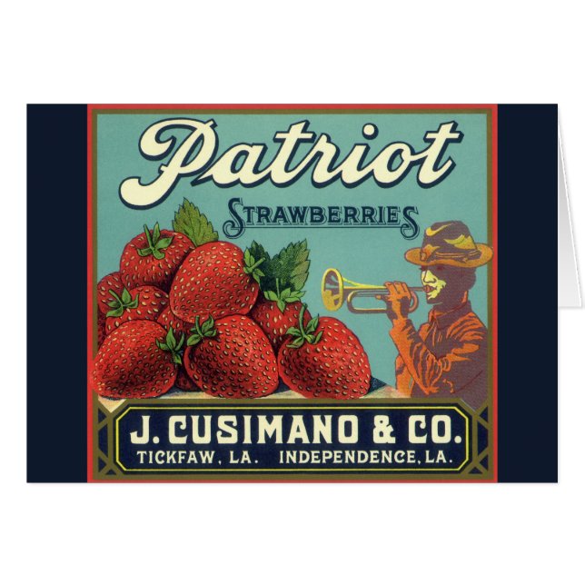 Sello Vintage Fruit Label Art Patriot Strawberries (Anverso (Horizontal))