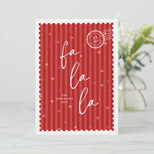 Sello Vintage Tiras Rojas Navidad Fa La La Diverti