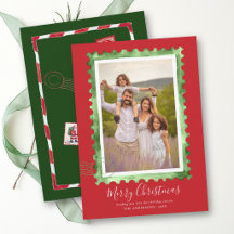 Sello Vintage Verde Rojo Navidad Familia