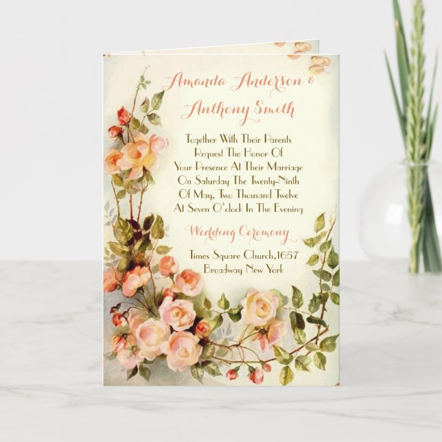 Sello y envío de invitación a matrimonio romántico (Anverso)