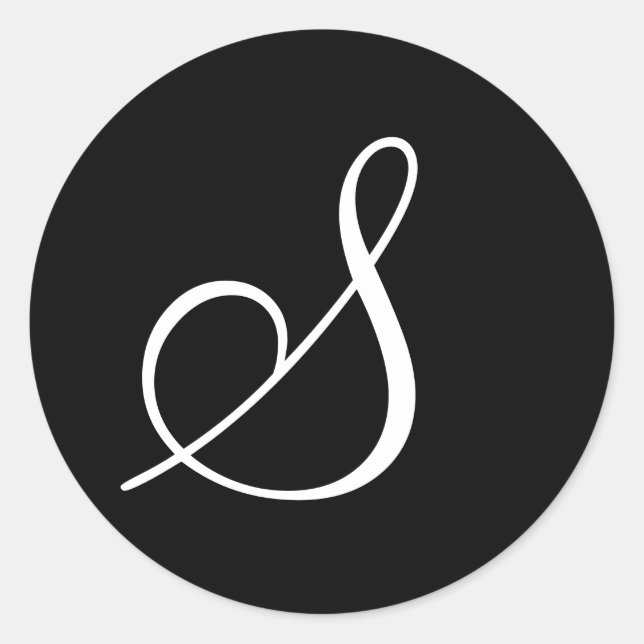 Sellos Bodas de la letra monograma blanco negro (Anverso)