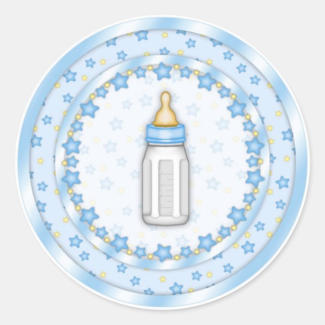 Sellos de Baby Shower de frascos de bebé azul (Anverso)