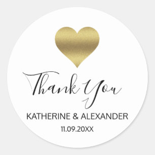 Sellos de Boda blanco negro de corazón dorado mode