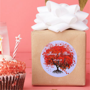 Sellos de boda de árbol de hoja roja de Forest Gro