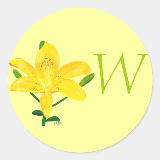 Sellos de Boda de monograma amarillo Lily (Anverso)