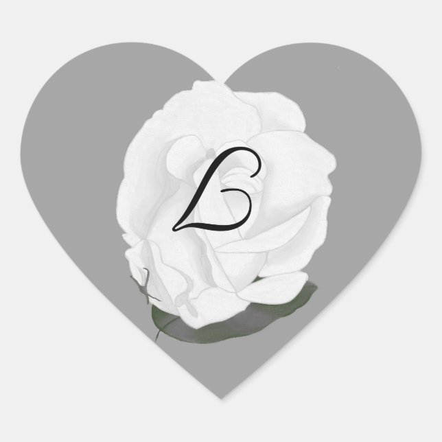 Sellos de Boda de rosa blanca, Pegatinas de monogr (Anverso)