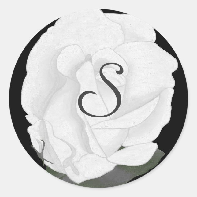 Sellos de Boda de rosa blanca, Pegatinas de monogr (Anverso)