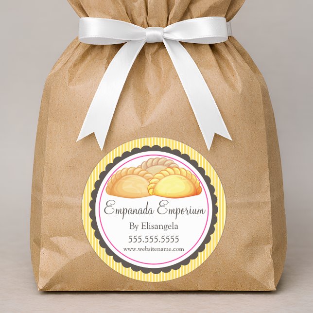 Sellos de caja de panadería de empanadas (Empanada or turnover sticker in situ)