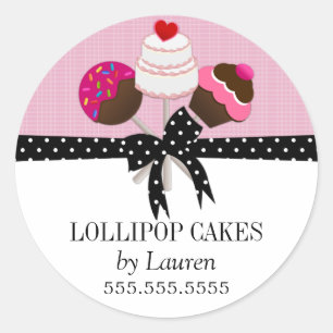 Sellos de caja de panadería rosa de copas de copas