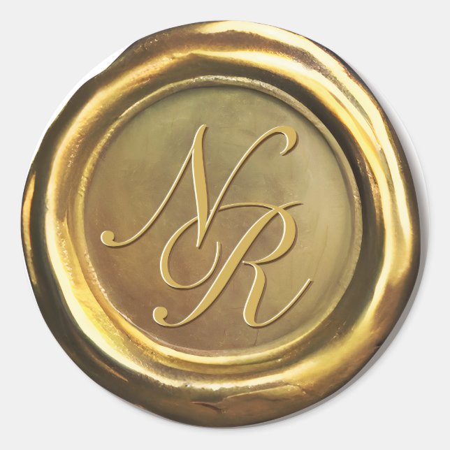 Sellos de cera dorados personalizados para bodas V (Anverso)