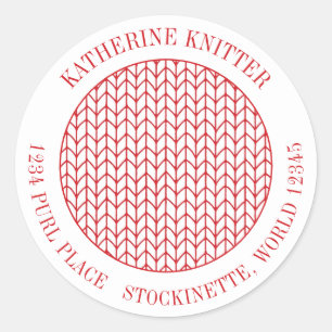 Sellos de direcciones redondas grandes de KNIT de