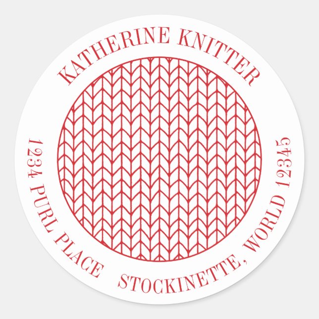 Sellos de direcciones redondas grandes de KNIT de  (Anverso)