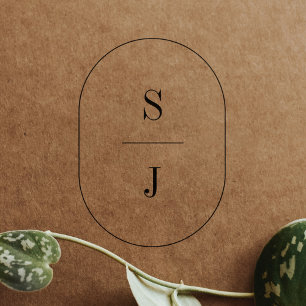Sellos de goma para boda boho únicos con monograma