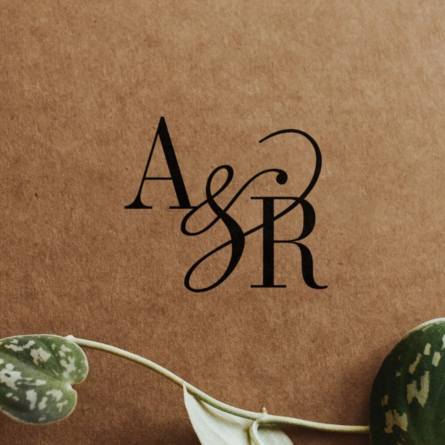 Sellos de goma para boda modernos y elegantes con  (ANDREA Monogram Chic Modern Wedding Rubber Stamps)