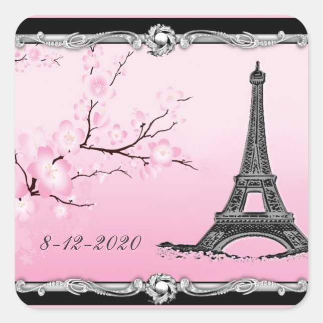 Sellos de invitación a la boda de la Torre Eiffel  (Anverso)