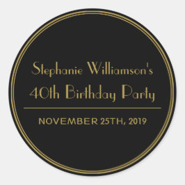 Sellos de la fiesta de cumpleaños Gold y Black Art