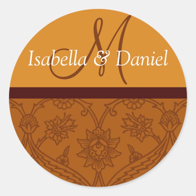 Sellos De Monograma Del Damasco Del personalizado  (Anverso)