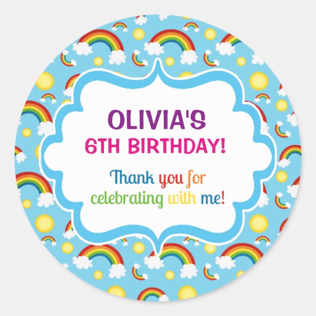 Sellos de nube adorables personalizados con arcoir (Anverso)