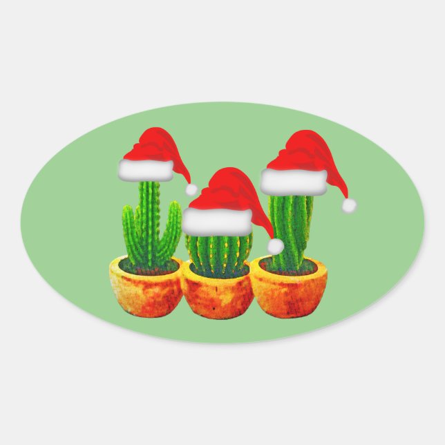 Sellos de pegatinas de Navidad con temas de Cactus (Anverso)
