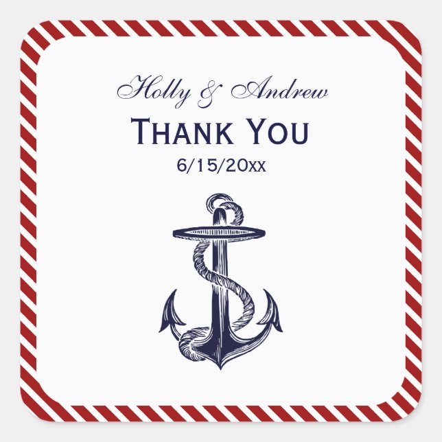 Sellos de Sobre con Ancla Azul Náutico y Raya Diag (Anverso)