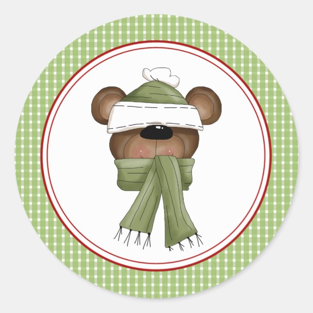 Sellos de Sobre de Adhesivos de Navidad Beary (Anverso)