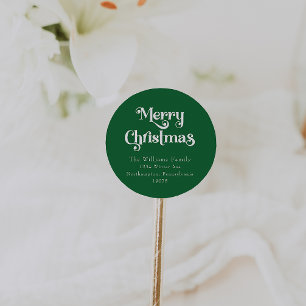 Sellos de Sobre de Feliz Navidad Verde Clásico