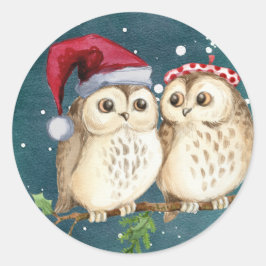Sellos de sobre de Navidad de búhos lindos