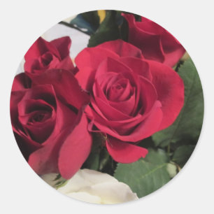 Sellos de Sobre Redondos con Rosas Rojas
